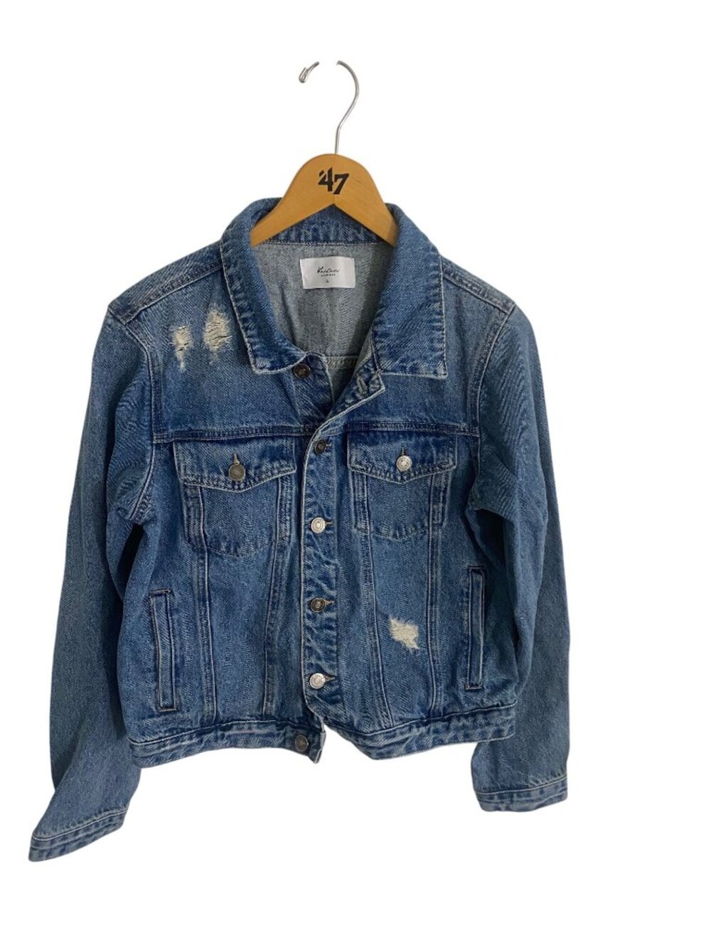 KanCan Women's Blue Denim Tribe Co Ed Cheer Button Front Denim Jacket - XL